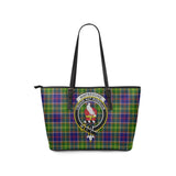 Clan Whitefoord Modern Crest Tartan Leather Tote Bag MT1220