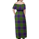 Clan Whitefoord modern Tartan Off Shoulder Long Dress VL1180