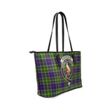 Clan Whitefoord Modern Crest Tartan Leather Tote Bag MT1220