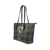 Clan Whitefoord Modern Crest Tartan Leather Tote Bag MT1220