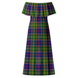 Clan Whitefoord modern Tartan Off Shoulder Long Dress VL1180