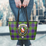 Clan Whitefoord Modern Crest Tartan Leather Tote Bag MT1220