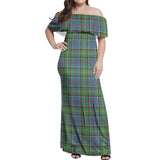 Clan Whitelaw Tartan Off Shoulder Long Dress VL1181