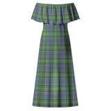 Clan Whitelaw Tartan Off Shoulder Long Dress VL1181