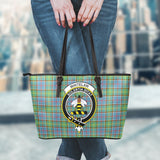 Clan Whitelaw Crest Tartan Leather Tote Bag MT1219