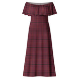 Clan Williams of Wales Tartan Off Shoulder Long Dress VL1183