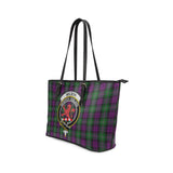 Clan Wilson Crest Tartan Leather Tote Bag MT1216