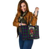 Clan Wilson Crest Tartan Leather Tote Bag MT1216