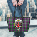 Clan Wilson Crest Tartan Leather Tote Bag MT1216