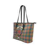 Clan Wilson Ancient Crest Tartan Leather Tote Bag MT1218