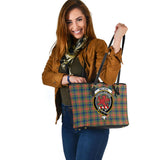 Clan Wilson Ancient Crest Tartan Leather Tote Bag MT1218