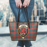 Clan Wilson Modern Crest Tartan Leather Tote Bag MT1217