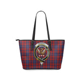 Clan Wishart Dress Crest Tartan Leather Tote Bag MT1215