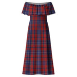 Clan Wishart Dress Tartan Off Shoulder Long Dress VL1187