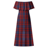 Clan Wishart Dress Tartan Off Shoulder Long Dress VL1187