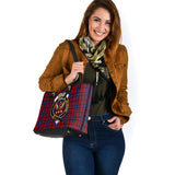 Clan Wishart Dress Crest Tartan Leather Tote Bag MT1215