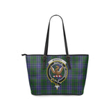 Clan Wishart Hunting Crest Tartan Leather Tote Bag MT1214