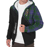 Clan Wishart Hunting Crest Tartan Sherpa Hoodie Curve Style CE21