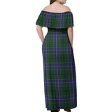 Clan Wishart Hunting Tartan Off Shoulder Long Dress VL1188