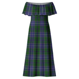 Clan Wishart Hunting Tartan Off Shoulder Long Dress VL1188