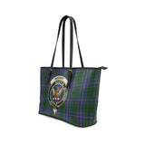 Clan Wishart Hunting Crest Tartan Leather Tote Bag MT1214