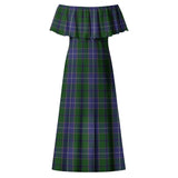 Clan Wishart Hunting Tartan Off Shoulder Long Dress VL1188