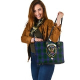 Clan Wishart Hunting Crest Tartan Leather Tote Bag MT1214