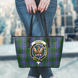 Clan Wishart Hunting Crest Tartan Leather Tote Bag MT1214