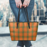 Clan Wolfe Tartan Leather Tote Bag MT9