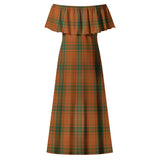 Clan Wolfe Tartan Off Shoulder Long Dress VL1189