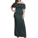 Clan Wood Tartan Off Shoulder Long Dress VL1192