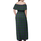 Clan Wood Tartan Off Shoulder Long Dress VL1192