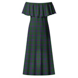 Clan Wood Tartan Off Shoulder Long Dress VL1192