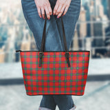 Clan Wood Dress Tartan Leather Tote Bag MT8