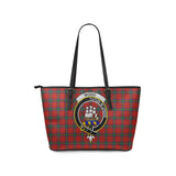 Clan Wood Dress Crest Tartan Leather Tote Bag MT1213