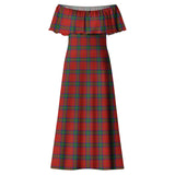 Clan Wood Dress Tartan Off Shoulder Long Dress VL1190