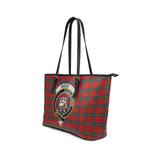 Clan Wood Dress Crest Tartan Leather Tote Bag MT1213