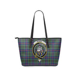 Clan Wood Modern Crest Tartan Leather Tote Bag MT1212