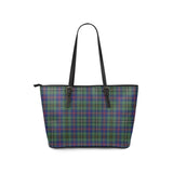 Clan Wood Modern Tartan Leather Tote Bag MT7