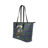 Clan Wood Modern Crest Tartan Leather Tote Bag MT1212