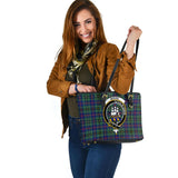 Clan Wood Modern Crest Tartan Leather Tote Bag MT1212