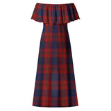 Clan Wotherspoon Tartan Off Shoulder Long Dress VL1193