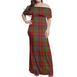 Clan Wren Tartan Off Shoulder Long Dress VL1194