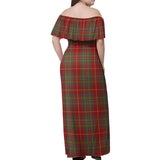 Clan Wren Tartan Off Shoulder Long Dress VL1194