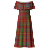 Clan Wren Tartan Off Shoulder Long Dress VL1194