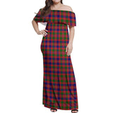 Clan Wright Tartan Off Shoulder Long Dress VL1195