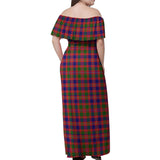 Clan Wright Tartan Off Shoulder Long Dress VL1195