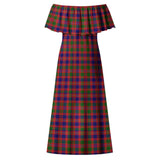 Clan Wright Tartan Off Shoulder Long Dress VL1195