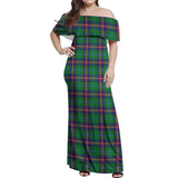 Clan Young Modern Tartan Off Shoulder Long Dress VL1196