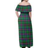 Clan Young Modern Tartan Off Shoulder Long Dress VL1196